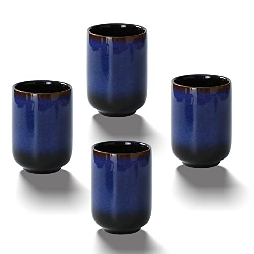 Large Ceramic Tea Set, Chinese Tea Cup, Coffee Cup, Ceramic Mate Tea Cup Set 4 Piece (blue) - color: Blue