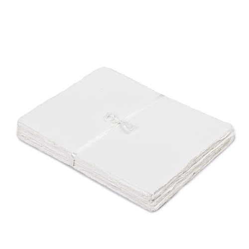 LEATHER VILLAGE Offwhite Deckled Edge Watercolor Paper 25 Sheets 4x6 Inches - color: White, size: 6 X 4 Inch