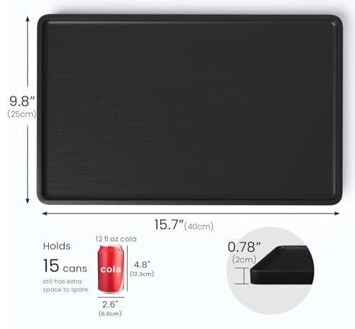 VERTORGAN Bamboo Serving Tray,15.8x9.8 Inch Trays,Home Decor(Black) - color: Black, size: 15.7" x 9.8" x 0.8"