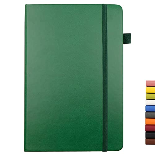 Lined Journal Notebooks with Pen Loop, Hardcover Notebook Journal for Work, 100Gsm Premium Thick Paper with Inner Pocket, Medium 5.7"x8.4", （Dark-Green, Ruled） - color: Dark-green, size: 1 Pack