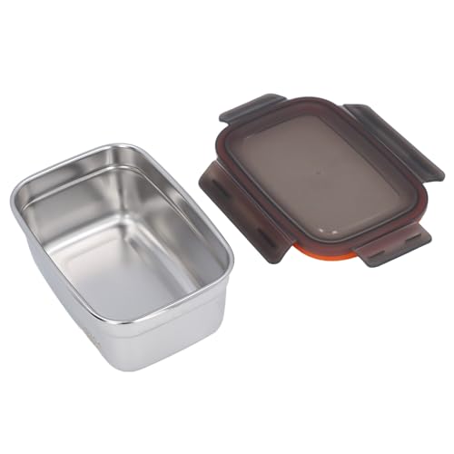 304 Stainless Steel Food Storage Container with Lid, Leak Proof Airtight Lunch Box, Reusable Lunch Box Containers Food Storage Box for Kitchen Freezer (1100ML) - color: 1100ML