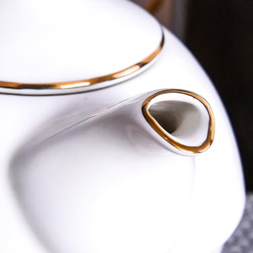 Ceramic Tea for One Set, 12oz Teapot& 8.2oz Cup (White) - color: White