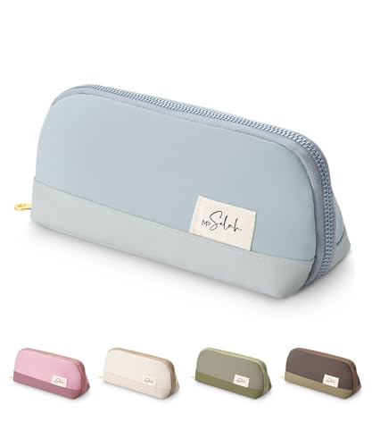 Mr. Pen- Wide-Opening Pencil Case, Triangle Design - color: Light Blue