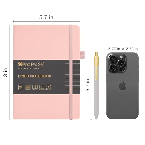 &And Per Se Lined Journal and Pen Set (3 Packs), A5 Leather Hardcover Notebook with Pen & Stationary Set, 160 Pages 100GSM Thick Ruled Paper Journal for Business Work Writing (Pink-Purple-Cyan) - color: Pink-Purple-Cyan