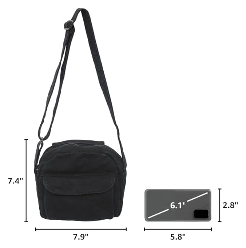 Small Crossbody Bag Cute Purse Mini Canvas Crossbody Purse Phone bag - color: Black