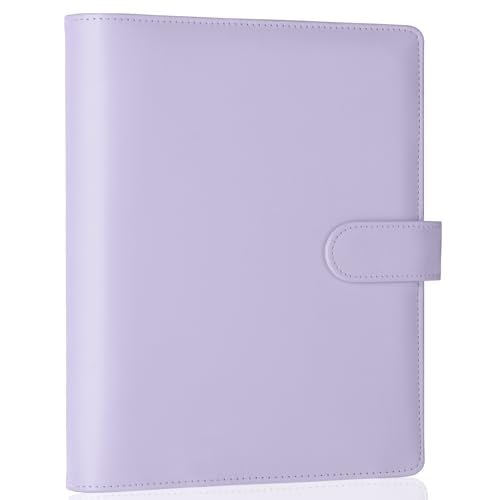 Antner A5 Notebook Binder 6 Ring Refillable Budget Planner Cover for Cash Organizer, PU Leather Aesthetic Photocard Holder Loose Leaf Small Binder with Magnetic Buckle for A5 Planner Inserts, Purple - color: Purple