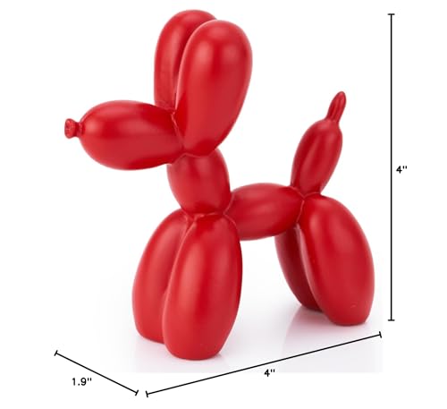 4 Inch Matte Red Balloon Dog Sculpture - color: Red