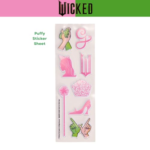 Innovative Designs Wicked Journal Set with Pen & Puffy Sticker Sheet, 5 x 7 Hardcover Lined Notebook, Glinda Journal