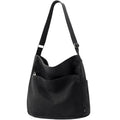 KALIDI Canvas Tote Bag Zipper Large Crossbody Shoulder Bag Messenger Bag - color: Black