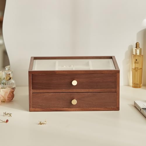 Black Walnut Wooden Jewelry Box for Women, 2 Layer - style: 2 Layer B