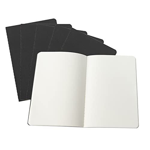 TWONE 6 Pack Notebooks Journal - 60 Blank Page/30 Sheets, Premium Thick Paper Soft Cover Journal for Travel, Office, Work, Office, Home, School, Business Writing, 5.5” x 8.25” (Black) - style: Minimalist