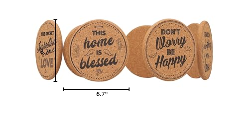 Cork Coasters for Drinks Absorbent with Holder - Cute & Funny Set of 8 Large Round Outdoor Cup Wooden Table Protection, Coffee Trivet, Cups and Mugs Cool Drink Coaster Gift