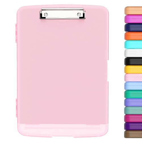 Hongri Clipboard with Storage with Pencil Case, 8.5 x 11 Storage Clip Board - color: Pink