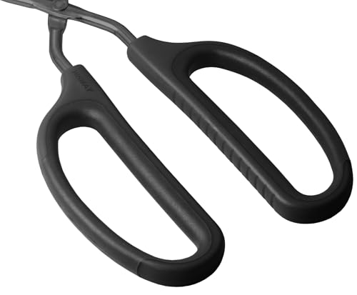 HINMAY 16" Extra Long Stainless Steel Scissor Tongs (Black) - color: Black, size: 16"