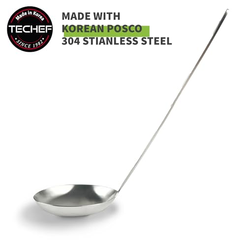 TECHEF - ChefCore 304 Stainless Steel Ladle with Ergonomic Handle, One-Piece Unibody Design, Rustproof & Heat Resistant, 9" Serving Utensil – Made in Korea - size: Ladle