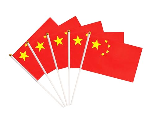 50 Pack China Chinese Small Mini Hand Held China Chinese on Stick Flags, Miniature National Country Flags,Party Decorations Supplies for Parades,International Festival - color: China