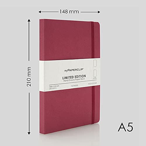 myPAPERCLIP Limited Edition A5 Plain Notebook | 192 Pages, 100 GSM, Soft Cover, A5 (5.83 × 8.27 in) | Flat Lay | Bookmark & Elastic Closure | Raspberry - color: Raspberry, style: Minimalist