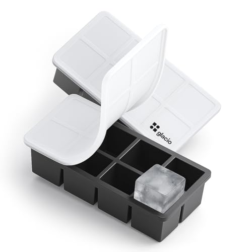 Ice Cube Molds, 2 Pack Silicone Trays for 8 Large Square Cubes - color: Black_2
