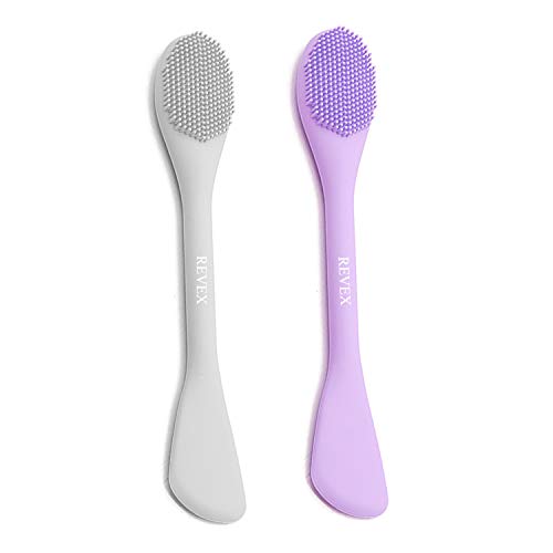 REVEX Silicone Face Mask Applicator,Face Scrubber,Exfoliating Pore Scrubber,2Pcs Pore Cleaning Brush for Blackhead Remover,Face Brush for Women Men.(PurPle+Gray) - color: PurPle+Gray