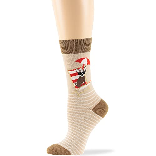 7BIGSTARS Women Cotton Crew Socks, Patterned 4 Pack, M 5-9 - L 8-12 - color: 14 - Olive Green, Light Navy, Light Beige, Dark Navy (A33), size: 8-12