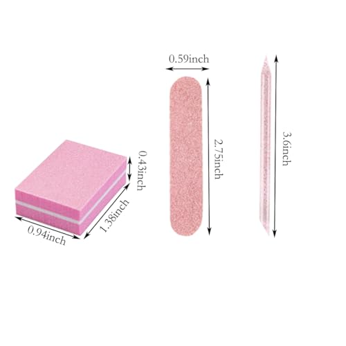 100 Set Press On Nail Tool Kit, 100pcs Nail Buffer Block, 100pcs Nail File, 100pcs Crystal Stick, 100pcs OPP Bag, Disposable Manicure Kit for Nail Business - color: Pink/100pcs