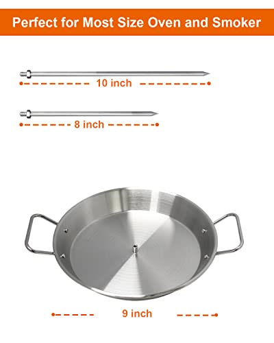 Vertical Skewer Pan Gyro Pan Spit Shawarma Pan Stand for oven with Skewer - size: With 9 " Base Pan& 2 Skewers