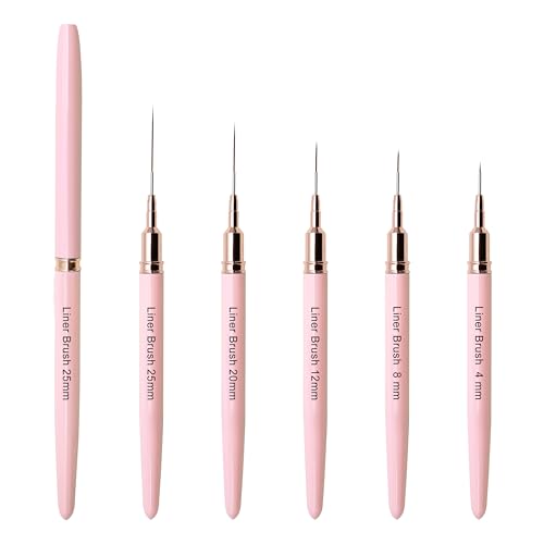5Pcs Nail Art Brushes Kit - Pink - color: Pink