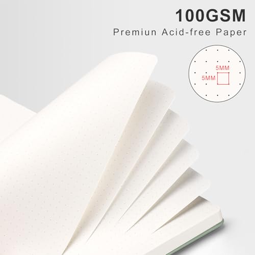 AHGXG Dotted Journal, 140 Pages, A5 (5.7" x 8.3") - color: Sage Green, style: A5-Dotted