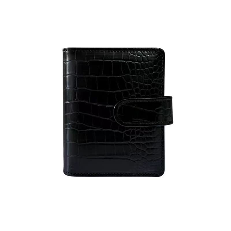 A7 Crocodile Budget Binder Cover - Mini Binder Wallet for Cash Saving, 6-Ring Planner Cover with Hidden Snap Buckle, Black - color: Black, size: A7