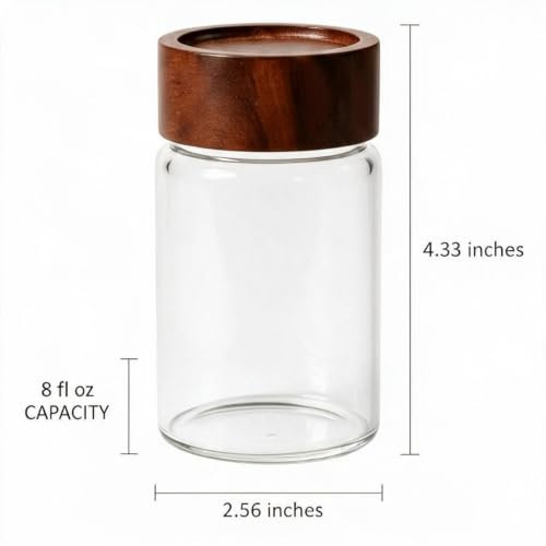 6‑Pack Small 8 Fl Oz (240 ml) Glass Jars w/Wood Lids & Spoons - color: M-lucency, size: 8 fl oz