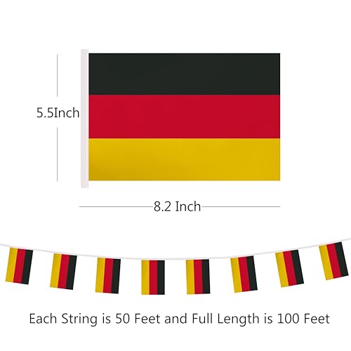100 Feet Germany String Flag, 76 Pcs German Banner Flag, Small Mini World Banner Flags for Sports Events, Bars Decorations, School Festivals, Party Decorations, Celebrations (Germany) - color: Germany
