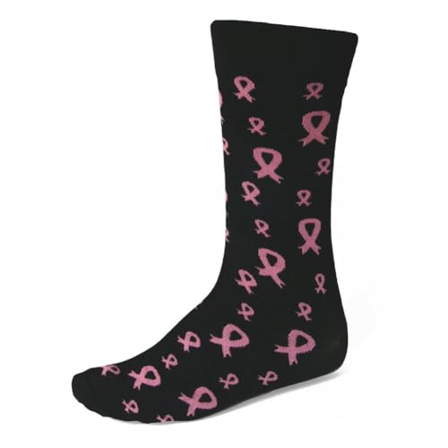 tiemart Men's Socks, Fits Men's Shoe Sizes 8-12 - color: Black Breast Cancer Awareness