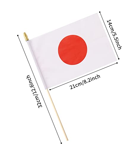 25Pack Small Japan Flag Handheld Mini Janpanese Flag on Stick 5x8 Inch - color: Japan