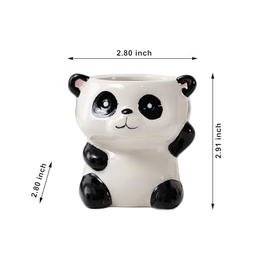DIYOMR Cute Animals Planter, Mini Ceramic Cartoon Animal Shaped Succulent Flower Pot Indoor Air Plants Holder, Smooth Shiny Decorative Flower Cactus Planter - Plants Not Included (Panda) - color: Panda