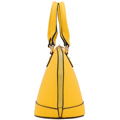 FashionPuzzle Zip-Around Saffiano Classic Dome Satchel - color: Yellow