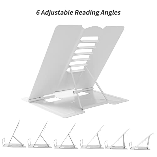 Metal Book Stand Adjustable Book Holder for Reading - color: Full White