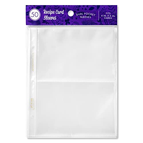 Jot & Mark Binder Page Protectors for 4x6 Recipe Cards or Photos (50 Count)