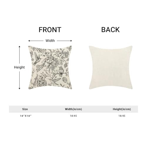 Chinoiserie Black Birds Floral Pillow Covers 18x18 Pack of 2 - color: Black Flower Bird 5, size: 18" x 18" (Pack of 2)