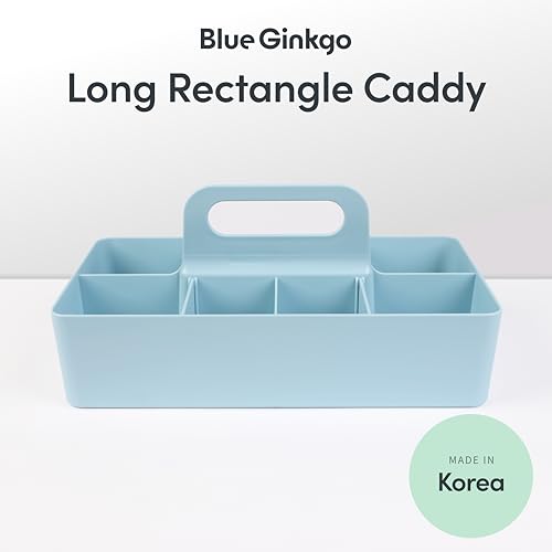BLUE GINKGO Stackable Organizer Caddy, Long, Blue, Made in Korea - color: BLUE, size: Long Rectangle