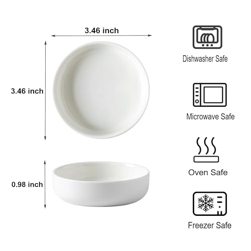Dipping Bowls Set of 4, 2462°F High-Fired Ceramic Small Bowls for Dips, Olive Oil & Sauce, Elevates Table Setting, Idea for BBQ,Afternoon Tea,Entertaining,Housewarming & Holiday Gifts, White - color: White