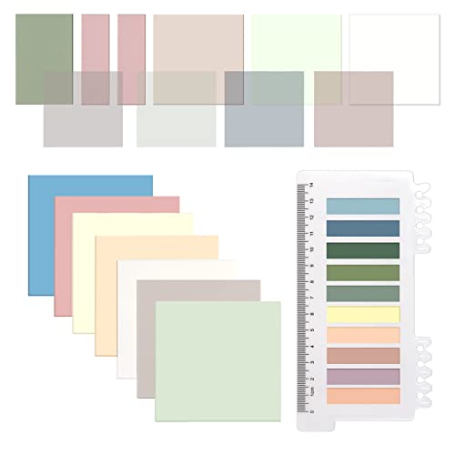 ONEDONE Transparent Sticky Notes 700 Sheets -Clear Sticky Notes for Annotating Books Translucent Book Tabs Book Page Markers Office & School Supplies - color: 19 Colors