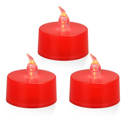 KOABY 24 Pack Red Light Flameless Tea Lights, Red Base, Last 100H - color: Red Light, Red Base, size: 24 Pack