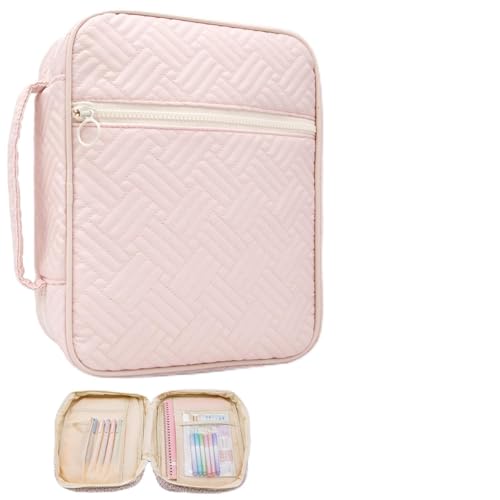 Bible Cover Case For Women,Large Bible Bag with Study Supplies,Pink Quilted Bible Carrying Case for Girls,Portable Bible Case with Highlighter, Pens,Tabs,Bible Study Gifts for Women - size: Style D