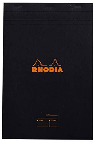 Rhodia cf164009 Notepad, No. 16 (A5), 80 Sheets, Meeting Ruled, Water Repellent Cover, Perforated, PEFC Certified, Black - color: Black, size: No.16(A5)14.8×21cm, style: Meeting ruled