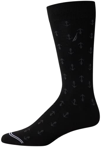 Nautica Mens Dress Socks Comfort Stretch Business Formal Crew Socks 10 Pack - color: Black Logo