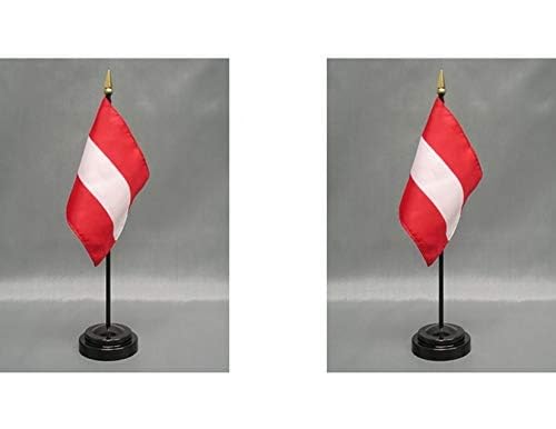 2 Austria Mini Desk Flags with Stands for Office or Tabletop Display - color: Austria