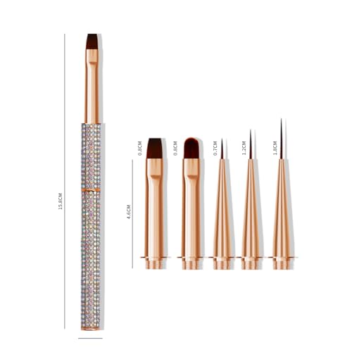 Nail Art Brushes, Rhinstones Nail Art Liner Brush with 4Pcs Brush Heads - color: Rhinstones