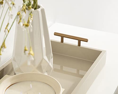 Kate and Laurel Lipton Modern Narrow Tray; 10 x 24; Sand; Midcentury Serving Tray for Storage and Display - color: Natural