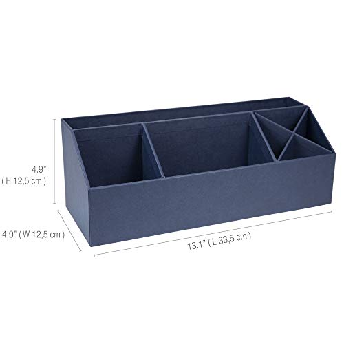 Bigso Elisa Desktop Organizer - Durable Office Desk Organizer with 7 Compartments for Office Supplies and Accessories - 13.1 in x 4.9 in x 4.9 in - Blue - color: Blue