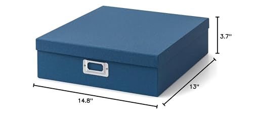Soul & Lane - Blue Scrapbook Photo Storage Box with Lid, 14.8x13x3.7 In - color: Blue